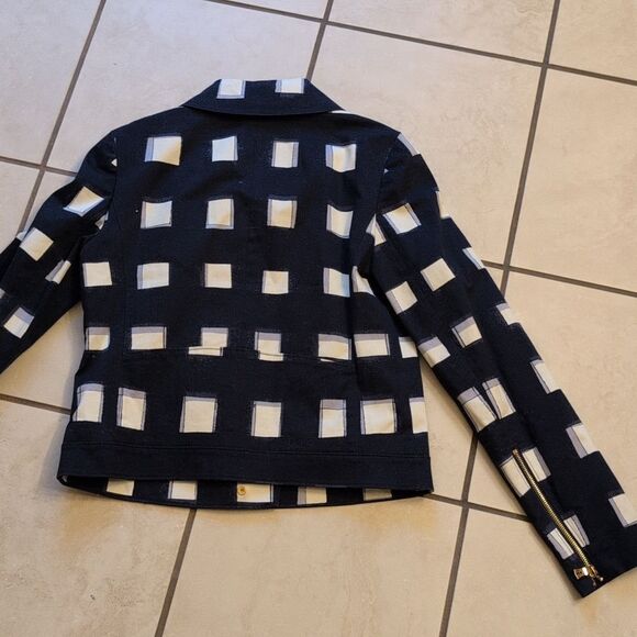 NWT Tory Burch Jacket Navy Blue And White Size 2 - Picture 10 of 13
